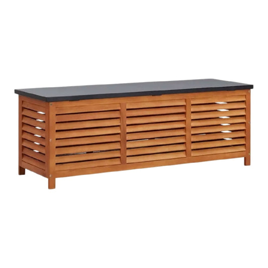 Coffre de rangement en bois avec dessus en pierre - 150 x 60 x 60